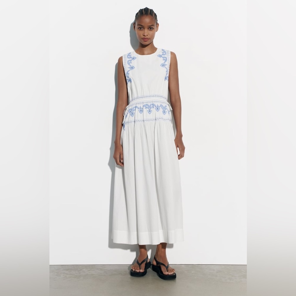 Zara embroidered midi dress. NWT NIB. SMALL